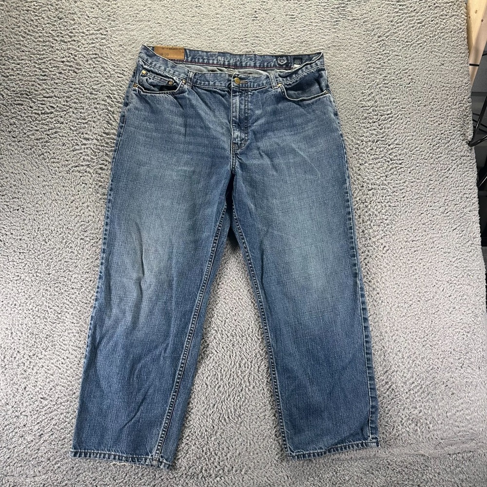Vintage Chaps Jeans Mens 38x28 Blue Cotton Denim Straight Baggy Relaxed Faded